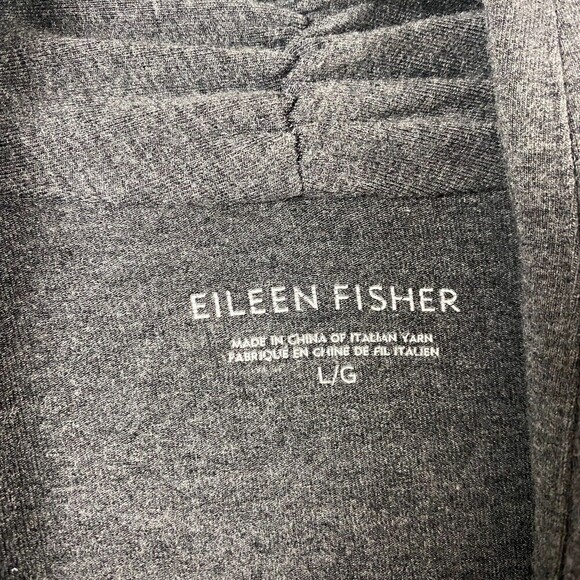 EILEEN FISHER GRAY V-NECK FULL ZIP Viscose Spandex JACKET POCKETS size Large - Picture 2 of 9